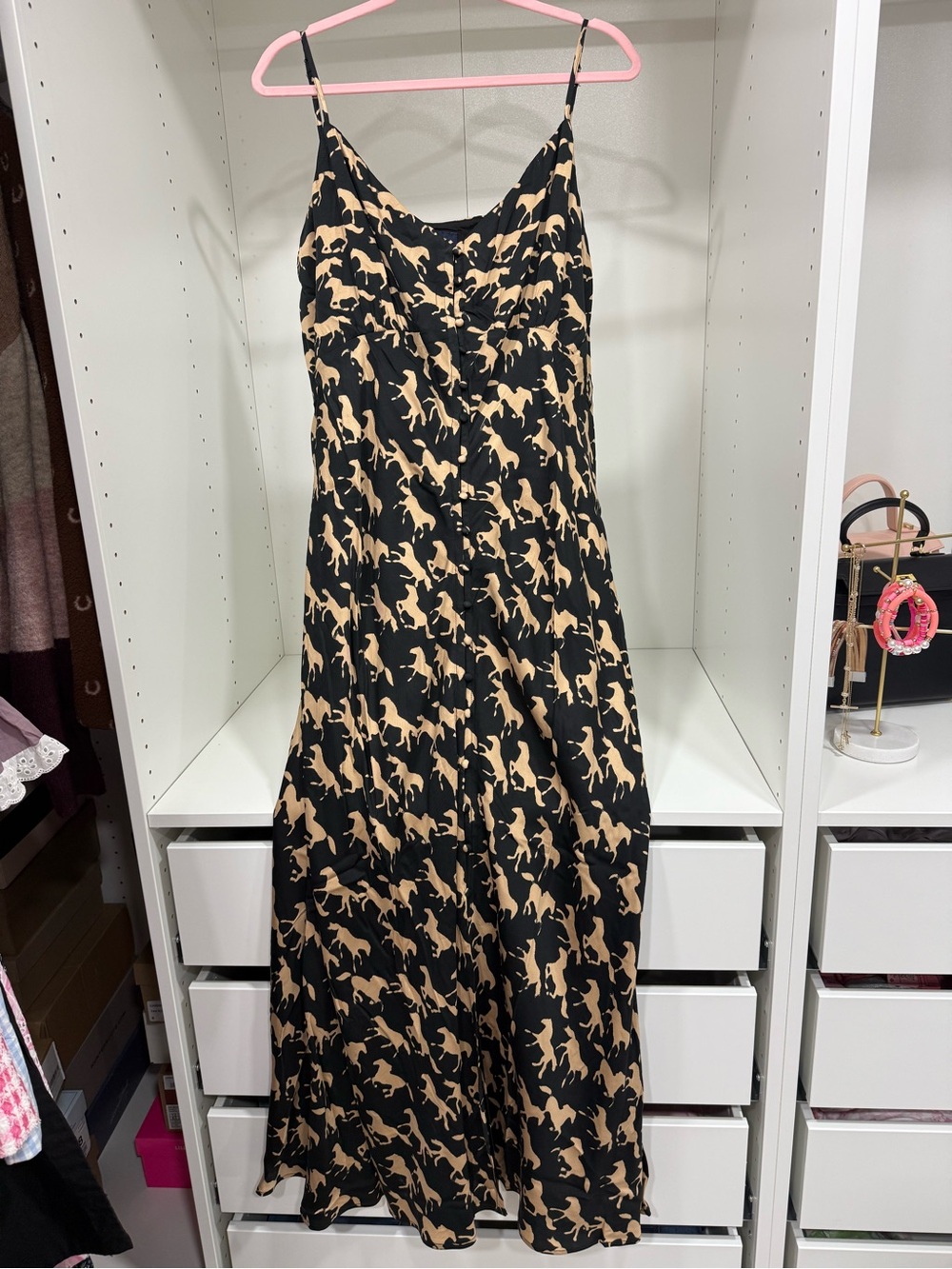 GAP button-front cami maxi dress horse print